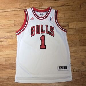 Derrick Rose Adidas Bulls White and Red Basketball Jersey